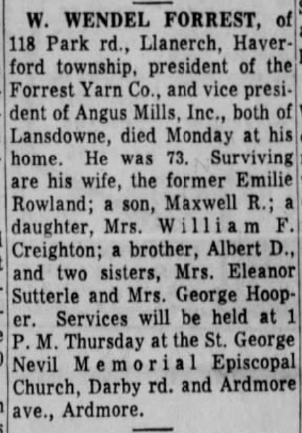 William Forrest dies